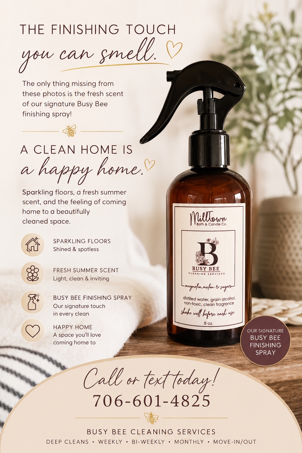 Busy Bee signature finishing spray and service information